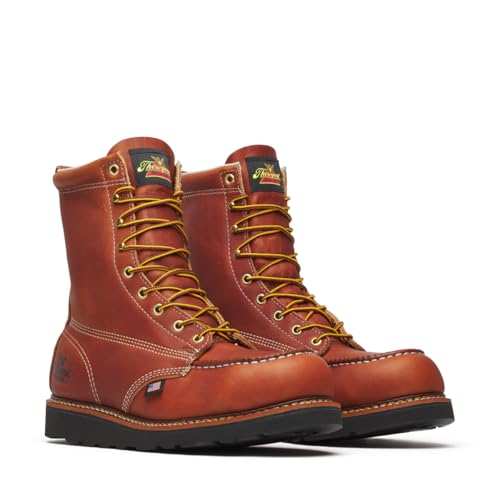 Thorogood American Heritage 8” Steel Safety Moc Toe Boot for Men, Industrial & Construction Boots with Rugged Leather Uppers and Slip-Resistant Outsole