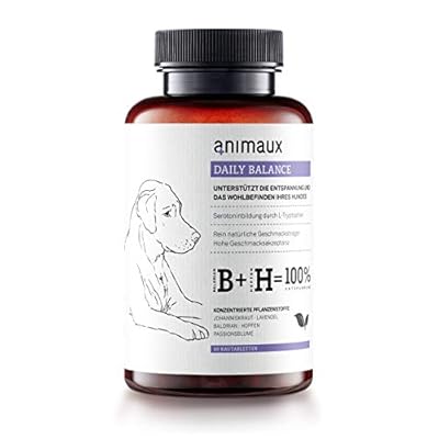 animaux® - daily balance for dogs | Natural Calming Aid and Stress Relief | Lavender, St. John's Wort, Valerian, Hops, Passionfruit Flower | 40 Chewable Tablets