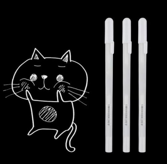 Image of like it Fine Point White Gel Pens For Artists With 0.8mm Nibs,White Rollerball Pens for Black Paper,Sketching,Drawing, adult coloring books Pack of (4)