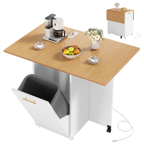 YITAHOME Folding Kitchen Table with Power Outlet, Drop Leaf Kitchen