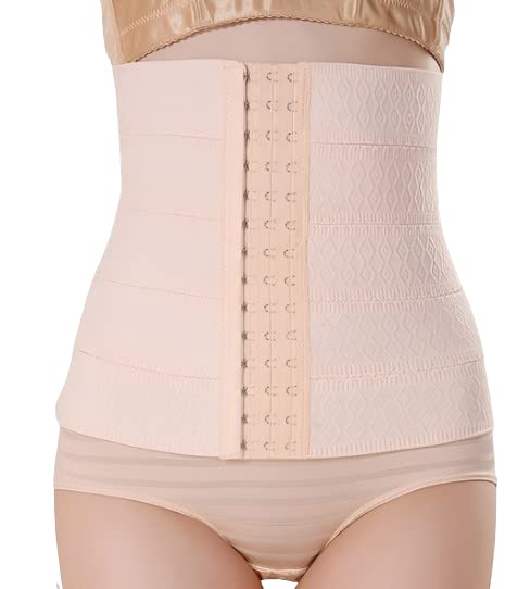 Air Breath Tummy Grip Belt Waist Trainer Trimmer and Slimming Corset 3 Hooks Girdle with Wire Support Beige-image-37