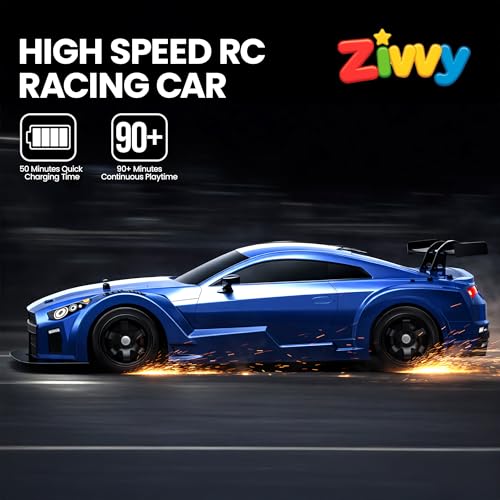 Image of Big Remote Control Car - Blue | 2.4G Rechargeable Remote Control Drift Car with 150m Range | Smoke Effect, LED Lights & Music | High-Speed | Best Gift for Boys & Girls 2 3 4 5 6 7 8+ Years