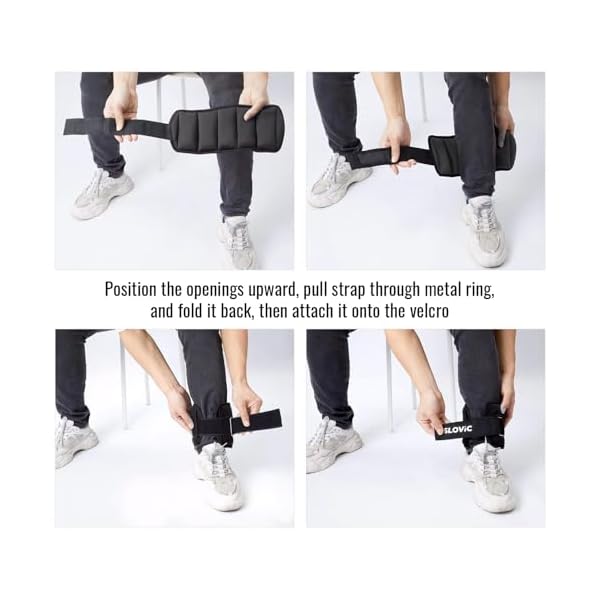 Slovic Ankle Weights 2 KG [2 x 1 KG] for Legs | Adjustable Leg Weights | Extra Weight for Leg Exercise for Men & Women | Strength Training Weight for Walking, Running, Gym, Physical Therapy - Image 5