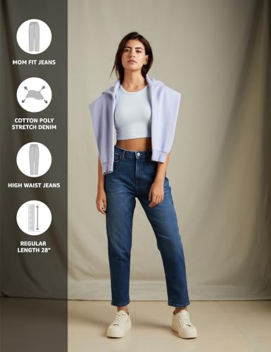 Image of Amazon Brand - Symbol Women's Loose Flared Jeans | Mid Rise | Cotton Blend Stretch | 5-Pocket (Available in Plus Sizes)