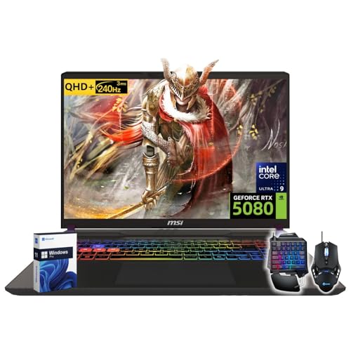 Image of MSI Vector 16 HX AI 400 Gaming Laptop, NVIDIA RTX 5080 16GB GDDR7, 16 inches QHD+ LCD 240Hz, Intel Ultra 9 275HX(Up to 5.4GHz), Thunderbolt 5, 32 GB DDR5, 2 TB SSD, Windows 11 Pro, Accessories