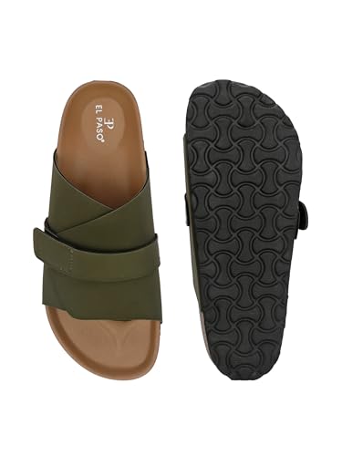 Image of EL PASO Men's Leather Cushioned Cork Sole Sandal Slippers (Size 6 to 12)