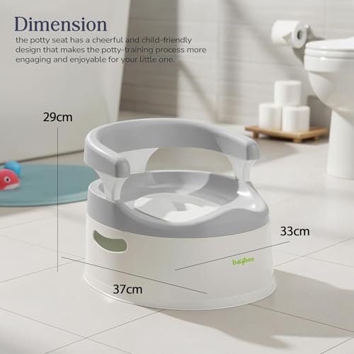 Image of Baybee Western Toilet Potty Seat for Kids, Baby Toilet Training Seat Chair with Anti-Slip Armrest, Backrest, Removable Tray, Portable Baby Potty for Toddler Travel Kids Potty Seat (Grey)