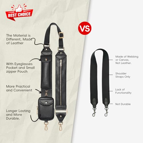 LUCKYCOIN Crossbody Purse Strap,Replacement Straps,Adjustable Vegan Leather Shoulder Strap with Purse Bags,Travel Belt Strap2