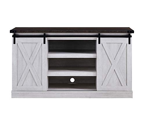 EDYO LIVING Farmhouse Sliding Barn Door TV Stand for TV up to 65 Inch Flat Screen Media Console Table Storage Cabinet Wood Entertainment Center Sturdy Ranch Rustic Style (Gray Wash)