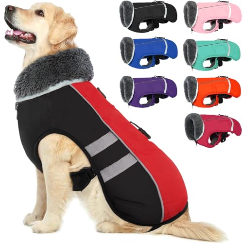 Image of QBLEEV Warm Dog Coat, Reflective Dog Jacket, Waterproof Dogs Winter Coat