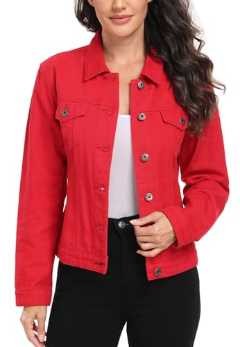 MISS MOLY Women's Denim Jacket Button Up Long Sleeve...