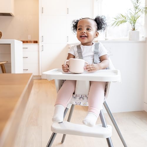 Image of Regalo Baby High Chair for Babies and Toddlers, Foldable High Chair with Removable Tray & Cup Holder, Portable Toddler Highchair with 5-Point Harness, Lightweight Baby Feeding Chair, Rainbow Print