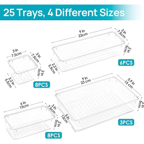 Organizador de cajones de cocina y baño con 25 cajas de almacenamiento para cubiertos y joyas 7