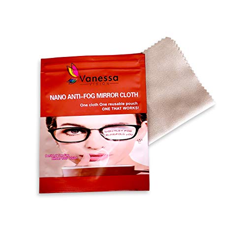 Vanessa Vision Nano Anti-Fog Mirror Cloth, Anti-Fog Cloth for Eyeglasses, Camera Lenses, Helmets, Masks Screens, Reusable and Safe, Clean View, Mirror Clarity Eyesight, Longer Impact Cleaning Wipe