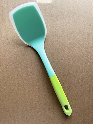 Image of Baskety Heat Resistant Silicone Cooking Turner Non-Stick Spatula Kitchen Utensils (Pack of 2, Green)
