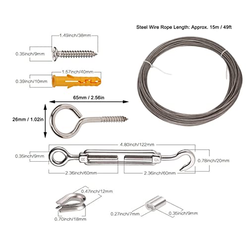 Conjunto De Cabos De A?o Inoxid¨¢vel, Cabo De A?o Liso Dedal 15M Robusto ¨¤ Prova De Ferrugem Para C