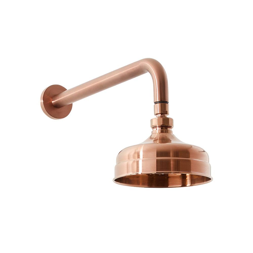 Milano Brushed Copper Elizabeth 155Mm Round Rainfall Shower Head Wall Mounted Arm - Copper