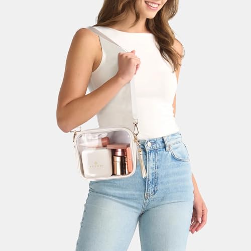 Image of Clear Crossbody Bag Stadium Approved Clear Purse - Transparent Messenger Bag with Front Pocket