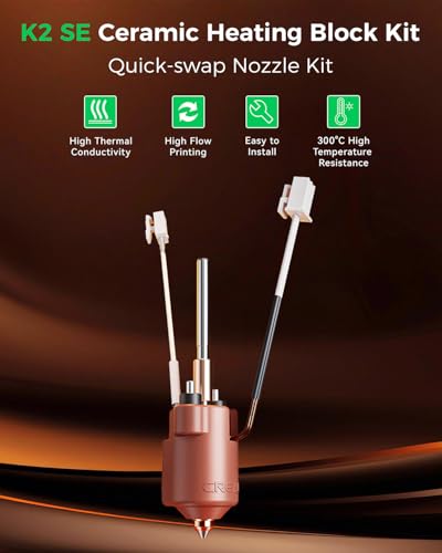Image of Creality Official K2 SE Ceramic Heating Block Kit, with Quick-swap Nozzle, Supports 300C High Temperature, All-Metal Integrated Design Extruder Hotend, Replacement Parts for 3D Printer K2 SE Combo