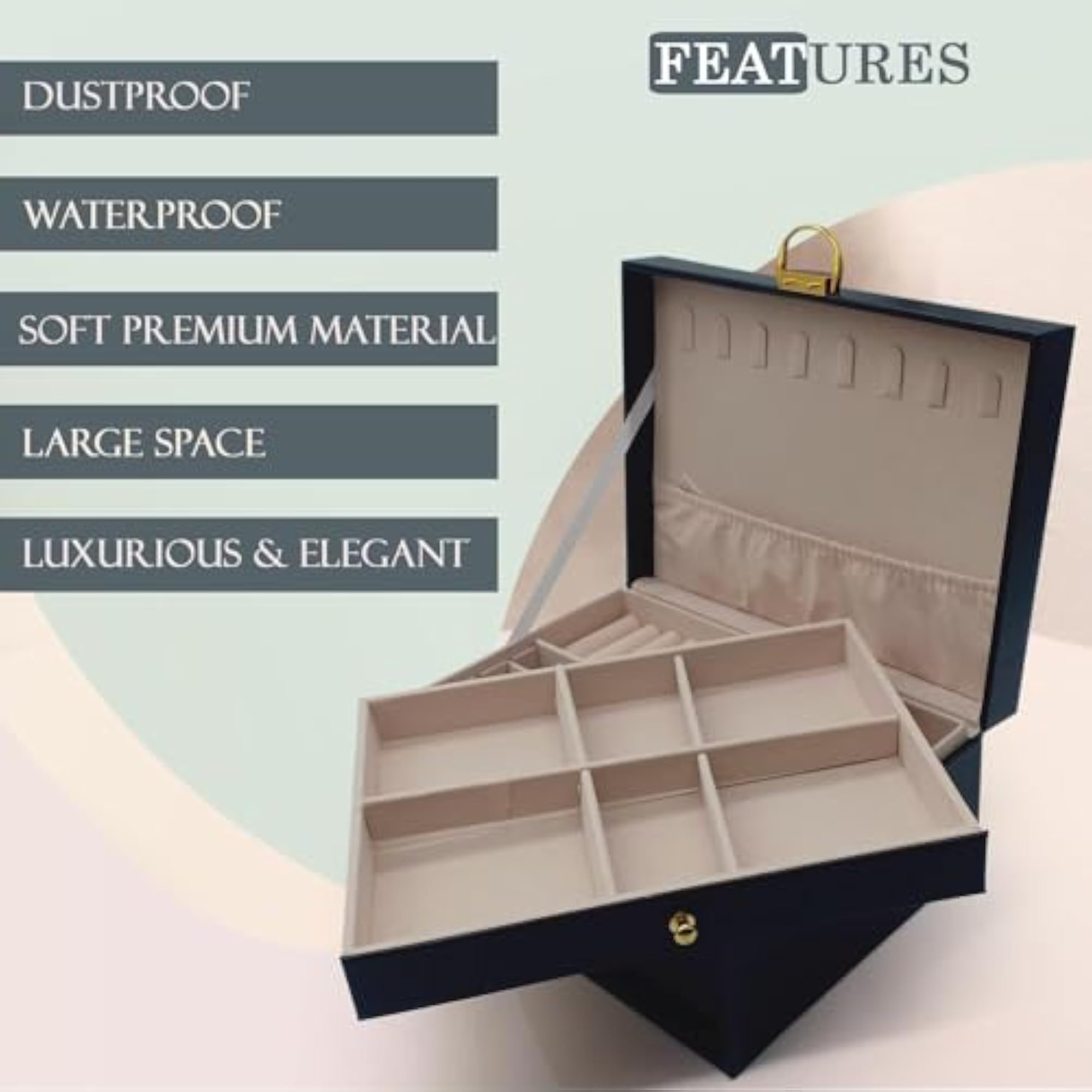Mini Chex Pattern Jewelry and Cosmetic Organizer Box, Black
