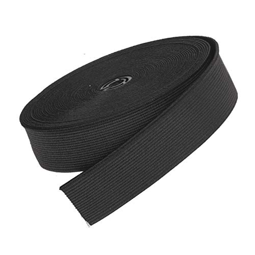 Flaches elastisches Gummiband – Dehnbares Nähband für Kleidung, Taillenbänder, Stirnbänder, Röcke, Perücken und Bastelprojekte, 6 Meter (Schwarz, 20mm)