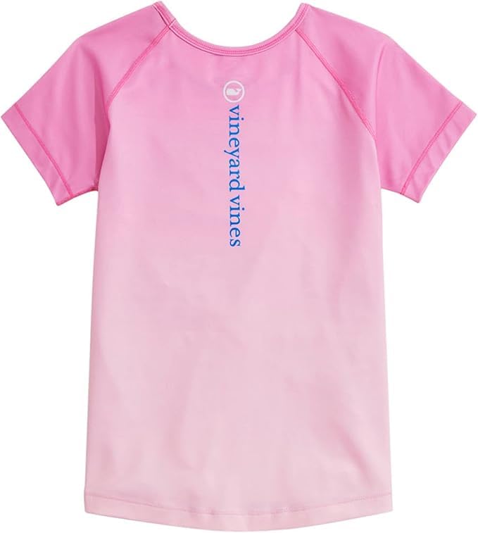 vineyard vines Girls' Ombre Short Sleeve Performance Rash Guard Tee Medium 8-10 Pink2