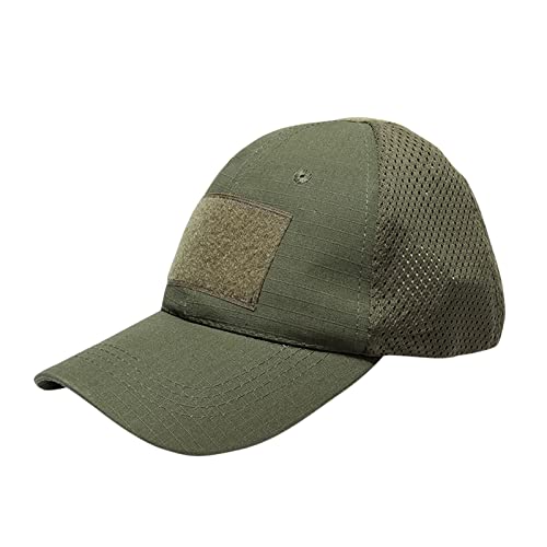 Masculino Femenino Neutral Solid Grid Béisbol Caps Dome Ajustable Sombrero Viseras Gorra de lluvia, Verde militar., Talla única