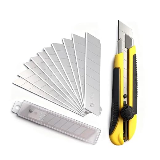 Scimaker 25MM Heavy Duty Utility Knife, Box Cutter with 10pcs SK-5 Retract Blades, Snap-Off Cutters with Rubber Grip for Cardboard, Boxes, DIY Crafts