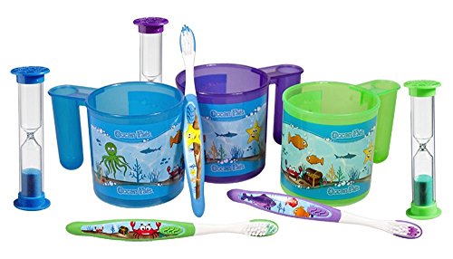 Plak Smacker Ocean Pals Brushing Cup Set (3 Sets ~ 1 of Each Color)