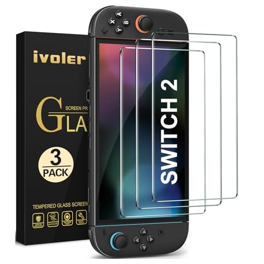 ivoler 3 Stücke Panzerglas für Nintendo Switch 2 Model 2025, Schutzfolie Folie Displayschutzfolie für Nintendo Switch [Anti Kratzer][Bläschenfrei][HD Clear]