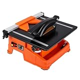 7 inch Wet Tile Saw, 6500 RPM & Pure Copper Motor, Bevel cuts tile from 0 to 45, Tile Cutter Wet Saw with Water Reservoir for Cutting Tiles and Stones, for DIY Enthusiasts
