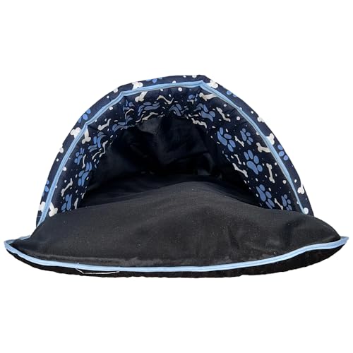 Cama Iglu 2 em 1 para Pet, Saco de Dormir Impermeável com Almofada Removível, Microfibra e Oxford, 70x45x32cm, para Cães e Gatos de Porte Pequeno e Médio (Azul Marinho)