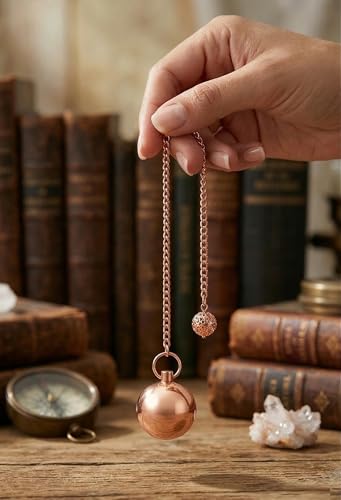 Image of Openable Round Ball Copper Pendulum for Reiki Healing, Dowsing & Chakra Balancing - Divination & Meditation Tool for Energy Cleansing