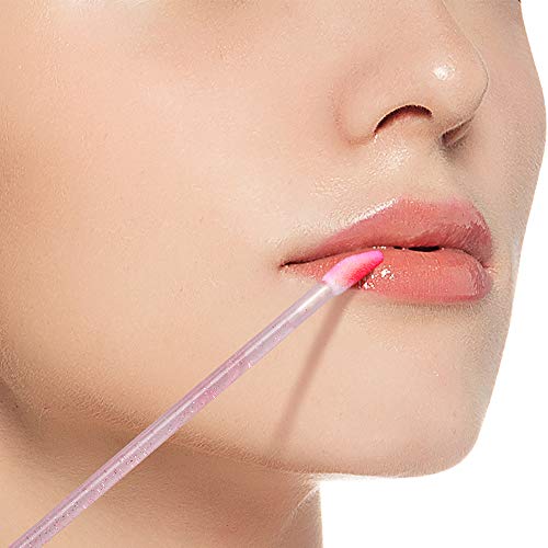G2PLUS 100 Stück Einweg Kristall Lippenpinsel, Rosa Lip Gloss Lippenstift Pinsel Gloss Stab Applikatoren
