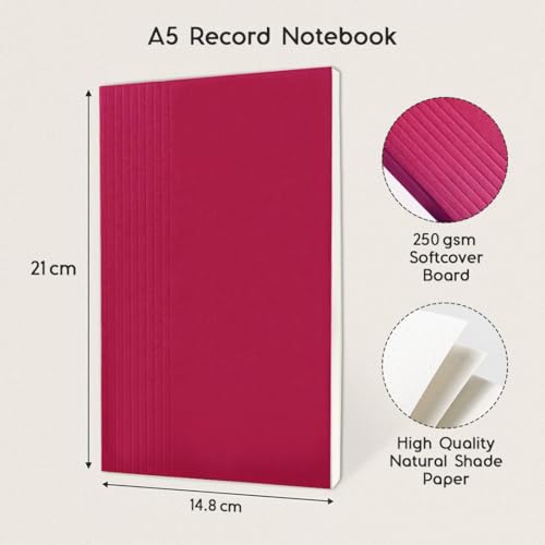 Image of Record Note Book, Wine Red | A5 - Dotted Grid Pages | 96 Pages - 100GSM Pages with Soft Cover | Ideal for Office, College, School, Journaling, Meeting & More