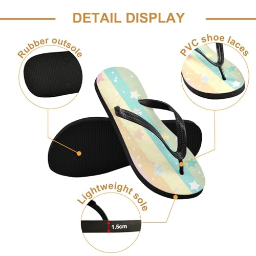 Rainbow Stripe Beach Summer Casual Flip Flop Sandals Non-Slip Quick Dry for Women Men 214B31452