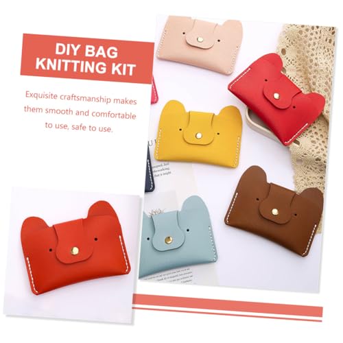 Beaupretty Selbstgemacht Pu Taschen Strickset Hund Cartoon Anfänger Bastelset für Münzbeutel Handgefertigt Geschenk Zubehör