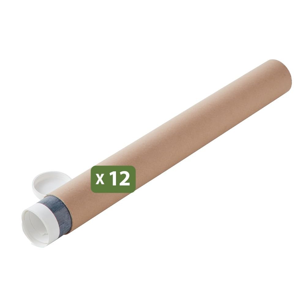 Lot 12 tubes emballage expédition ø6 x 50 cm avec capuchon pour affiche poster