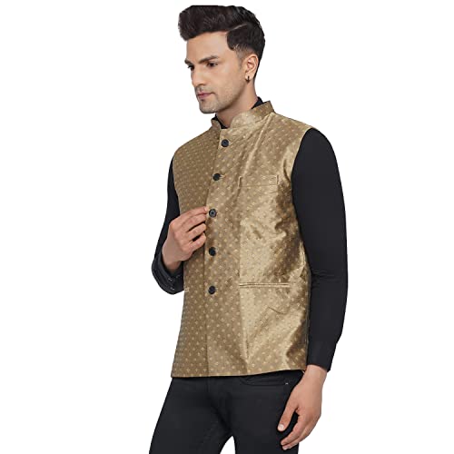 Image of Veera Paridhaan Men's Jacquard Printed Nehru Jacket