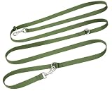 Leisegrün Hundeleine 3m aus Nylon – verstellbare Führleine mit 2 Karabinern für kleine & mittelgroße Hunde – Olivgrün (Modell Kenmare, 180 g)