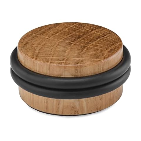 Wooden Door Stop With Double Rubber O-Ring (Oak), 4 cm Cover