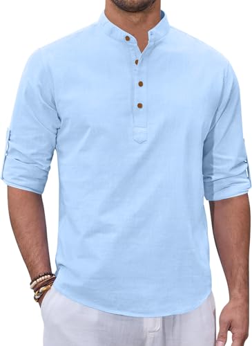 Image of Zombom Men's Kurta || Chinese Collar Long Sleeves || Straight Hip Length Kurtas || Short Kurta for Men || for Festival || Function || Occasion Wear Fancy Kurta for