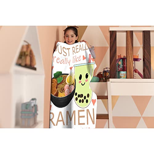 Ramen Blanket I Just Really Like Ramen And Boba Blanket Throw, The Best Gift For Daughter Son, Lightweight Flannel Fleece Micro Ultral Soft Blanket Suit For Bed Couch Sofa Travel 60"X50" M For Teens #TOP5
