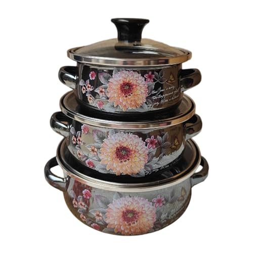 FytStycale Juego de 3 Ollas Esmaltadas para Cocina, Ideal para Hoteles, Restaurantes Y Bares.