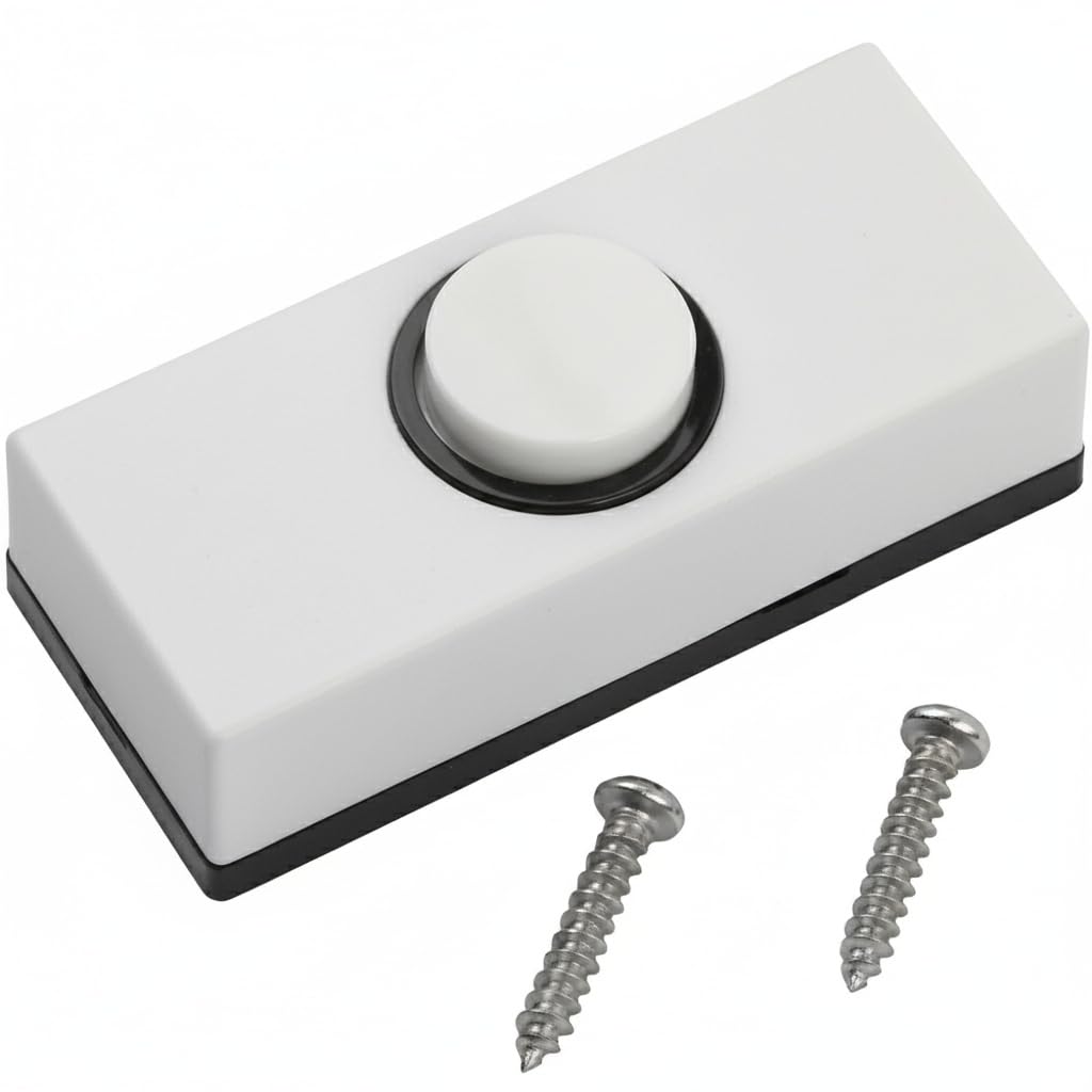 Trifletopia White 1Pc Wired Doorbell Button With Screws - Universal Door Bell Push For Home, Garage, Warehouse - Compatible With Most Doorbell Chimes - 55×24×14Mm (White)