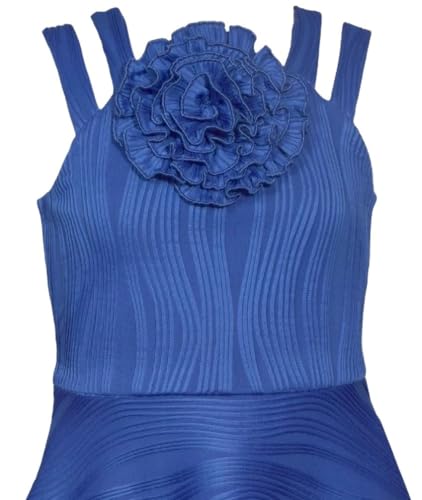 Bonnie Jean Girls Size 7-16 Crinkle-Pleat Knit Rosette Skater Dress2