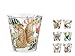 H&H Exotic-Set 12 Bicchieri Conici in Vetro, Decori Assortiti, Animali e Natura, Colorati, 25cl, Multicolore