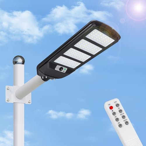 Aigostar - 200W Farola solar LED exterior con sensor de movimiento, mando a distancia, 2000LM luz...