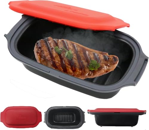 【AERU】 電子レンジ専用調理器（レシピ付き） 電子レンジ 調理器 焼き魚 レンジ 焼く 煮る 万能 小型 肉 魚 レンジ 調理 魚焼き プレート 時短 料理のサムネイル