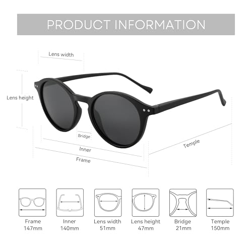 Image of ZENOTTIC Polarized Round Sunglasses, Stylish Sunglasses for Men and Women Retro Classic, Multi-Style Selection